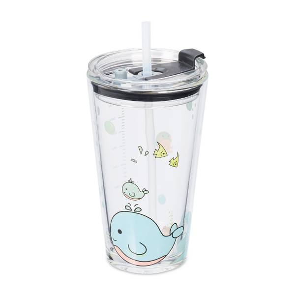 4x verres pour enfant motif de baleine Rose foncé - Turquoise - Silicone - 9 x 16 x 10 cm