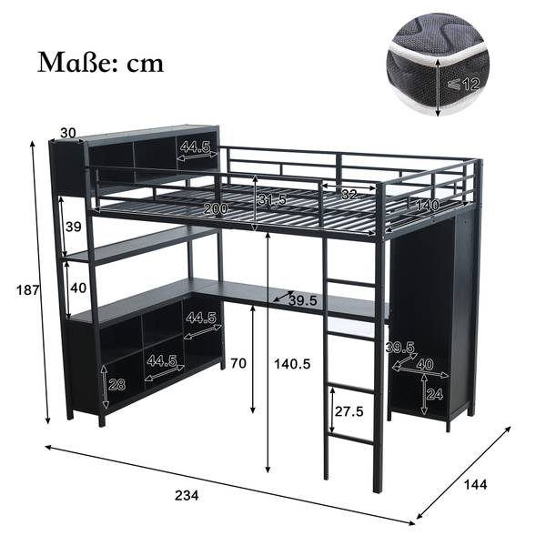 Hochbett Mia Schwarz