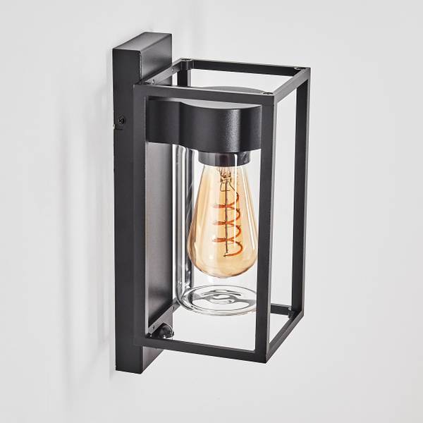 Außenwandleuchte Laterza Schwarz - Durchsichtig