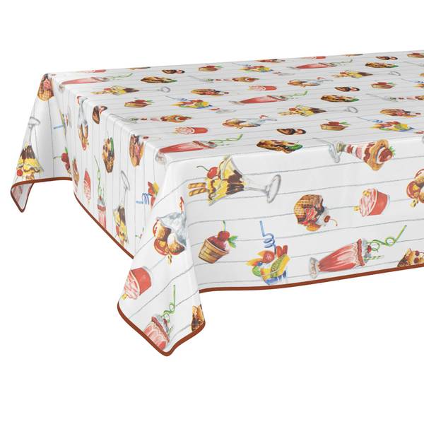 Wachstuchtischdecke Eiscafe mit SAUM Tiefe: 200 cm