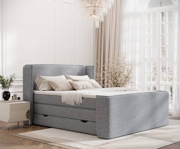 Boxspringbett Freeland Grau - Liegefläche Breite: 200 cm