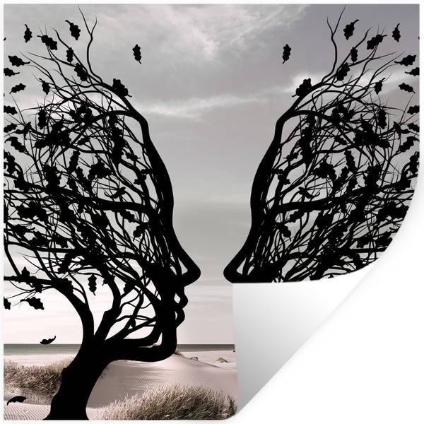 WANDTATTOO Strand Baum Grau - Polypropylen - 50 x 50 x 1 cm