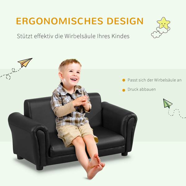 Kindersessel mit Fußhocker 310-005BK Braun - Massivholz - 42 x 41 x 83 cm