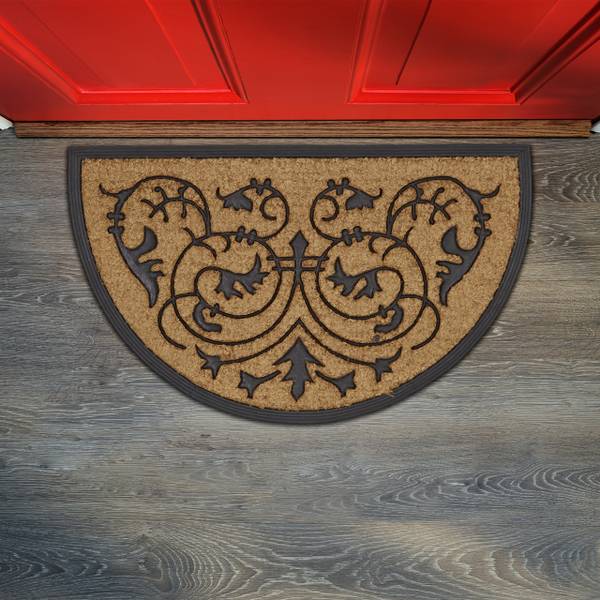 Fußmatte Kokos halbrund 60x100 cm Schwarz - Braun - Naturfaser - Kunststoff - 60 x 2 x 100 cm