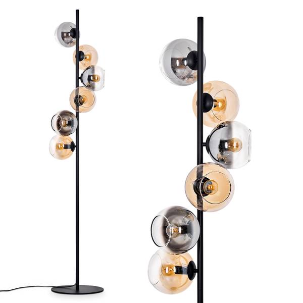 Stehlampe Cesaro Grau - Orange - Aluminium - Klarglas - 31 x 160 x 83 cm