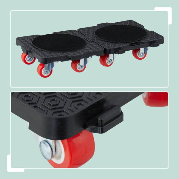 Möbelheber und Möbelroller Set Schwarz - Rot - Silber - Stahl - 62 x 10 x 8 cm