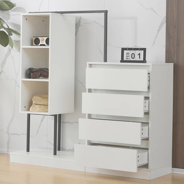 Garderoben-Set Emma Weiß - Holzwerkstoff - 140 x 135 x 38 cm