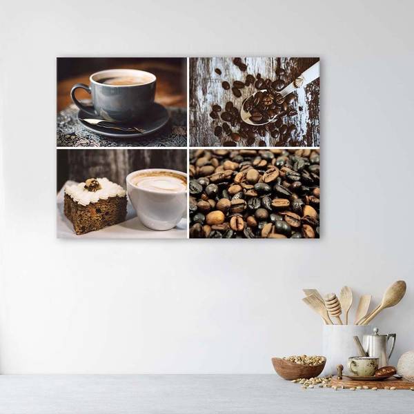Wandbild kaffeebohnen und kuchen 60 x 40 cm