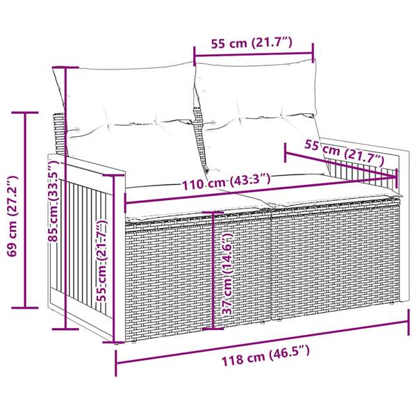 Tuin Bankstel 3037358-2 set van 5 grijs