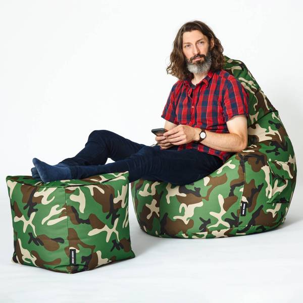 Sitzsack-Hocker Pouf "Cube" 40x40x40cm Multicolor - Taupe