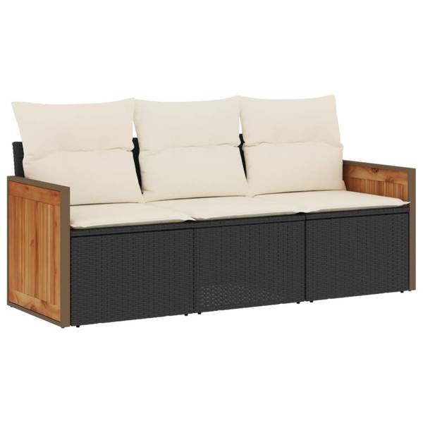 Garten Sofagarnitur 3036045-2 (3-teilig) Schwarz - Creme