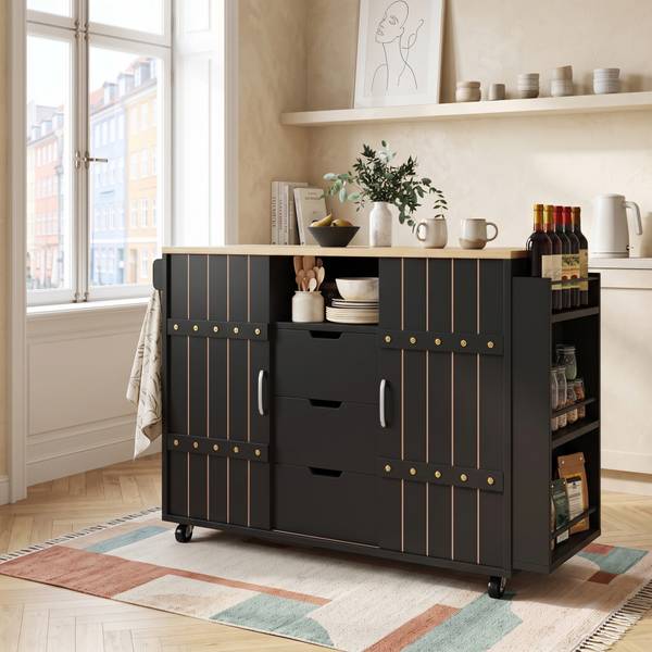 Kücheninsel LF-SBD Schwarz - Holzwerkstoff - 110 x 90 x 42 cm