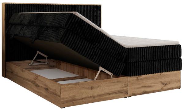 Boxspringbett WOOD CLASSIC KING Grauspiegel - H3 - Liegefläche Breite: 180 cm