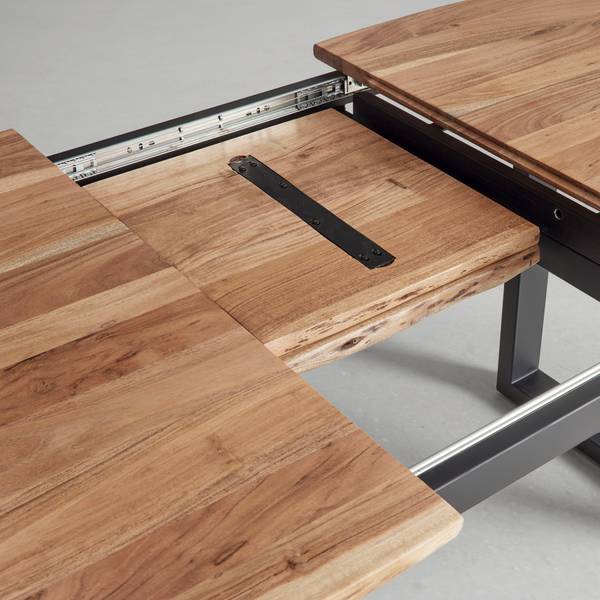 Ausziehtisch MALMO Schwarz - Braun - Metall - Massivholz - 90 x 76 x 140 cm