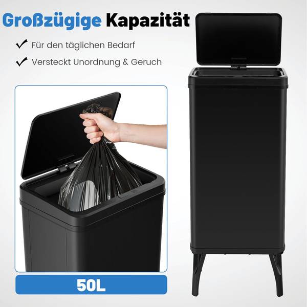 Afvalbak SK32239 zwart - metaal - 26 x 84 x 34 cm