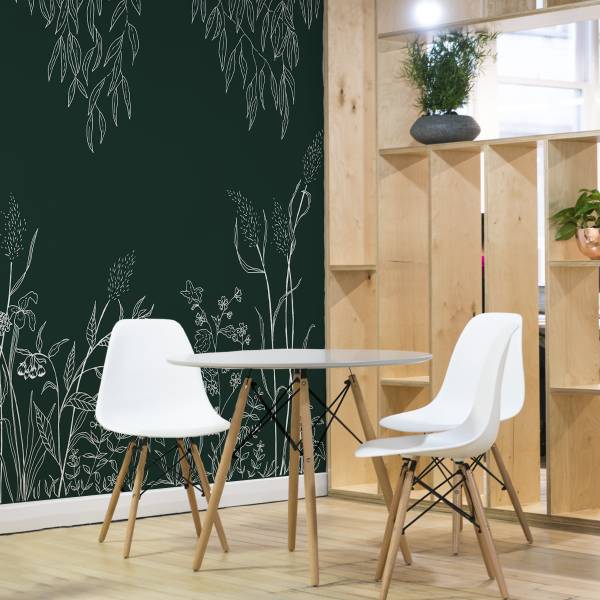 Papier peint  Sous la canopée Vert foncé - Largeur : 375 cm