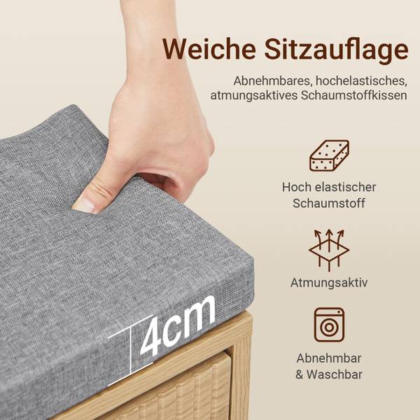 Schuhbank FSR211-N Braun - Holzwerkstoff - Textil - 24 x 50 x 100 cm