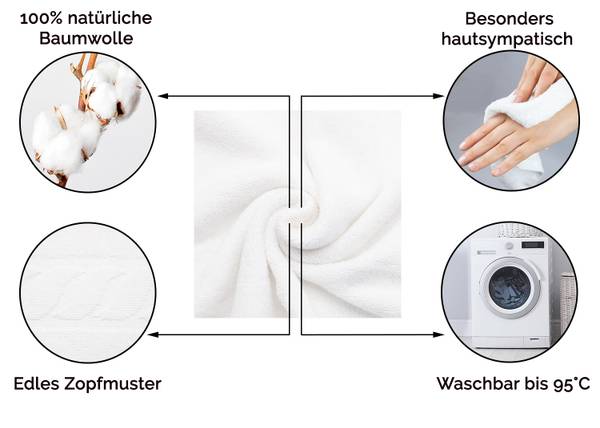 Gästetücher 00000370 10er-Set Weiß - Textil - 40 x 1 x 60 cm