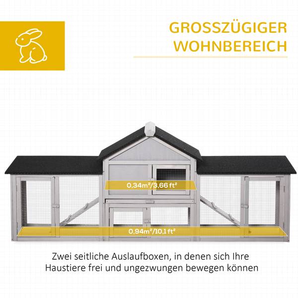 Kleintierstall D51-103GY Grau - Massivholz - 46 x 85 x 210 cm