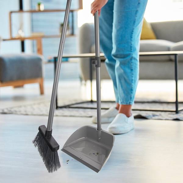 Besen und Kehrschaufel Set 711853 Grau - Kunststoff - 21 x 87 x 25 cm