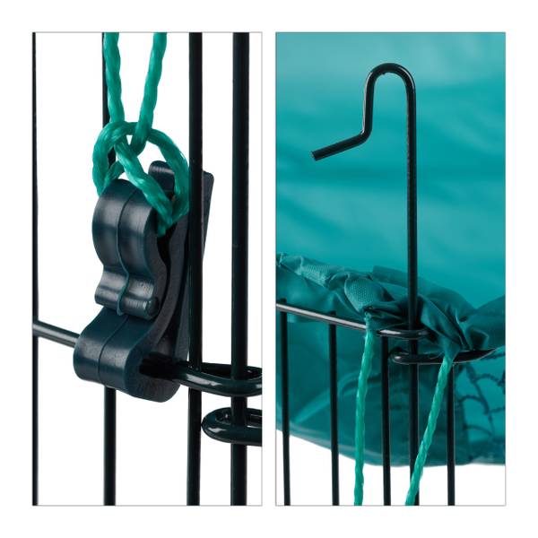 Konijnenren met net zwart - groen - nylon - staal - 110 x 40 x 110 cm