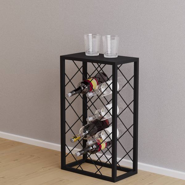 Weinregal Amasia Schwarz - Metall - 45 x 74 x 22 cm