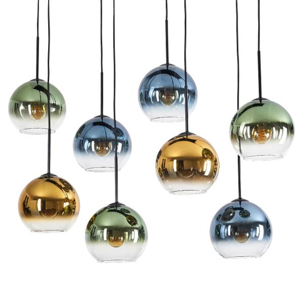 Pendelleuchte Cesaro Blau - Gold - Grün - Metall - 37 x 125 x 200 cm