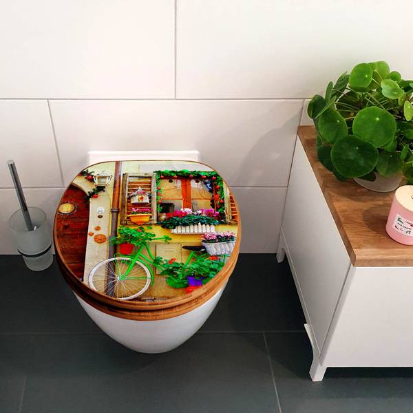 WC-Sitz mit Absenkautomatik Grünes Fahrr Bambus - Holzwerkstoff - 38 x 5 x 49 cm