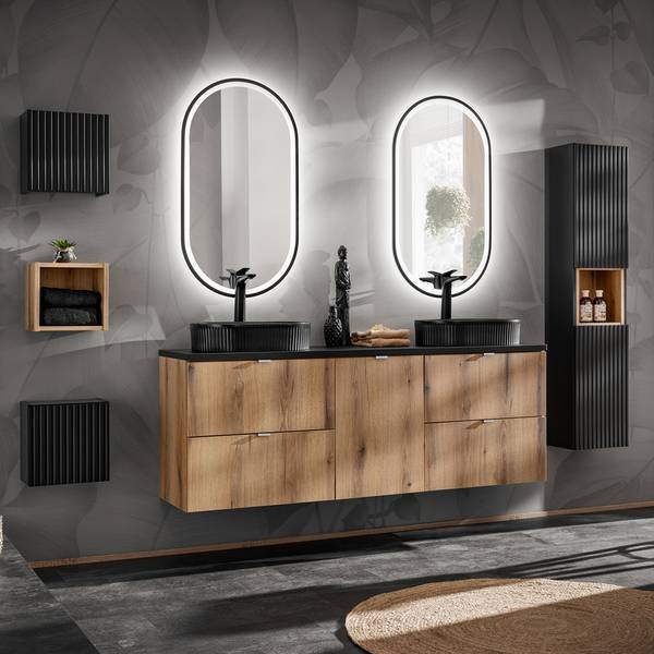 Badmöbel-Set NEWPORT-56-7 7er-Set Braun - Holzwerkstoff - 280 x 200 x 40 cm