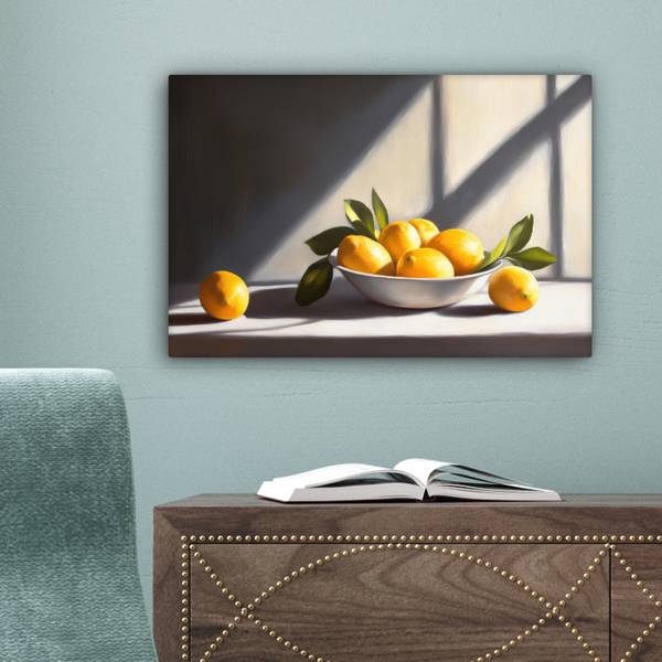 TABLEAU SUR TOILE Citrons Jaune - Coton - 30 x 20 x 2 cm