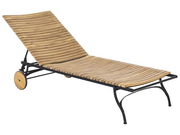 Gartenliege LASCARI Schwarz - Braun - Massivholz - 69 x 86 x 200 cm