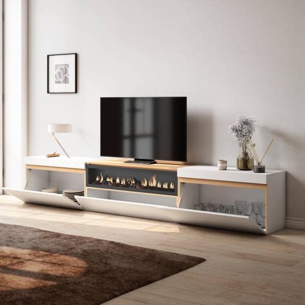 TV-Lowboard Cozy III Braun - Weiß - Melamin - 260 x 45 x 35 cm