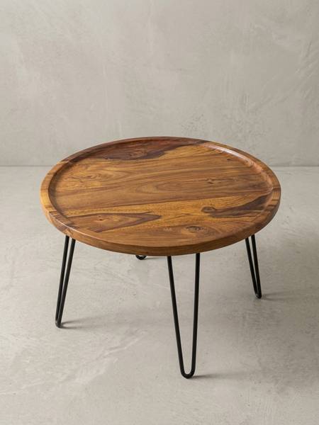 Couchtisch HVAR mit Tablettrand Braun - Sheesham - 60 x 45 x 60 cm