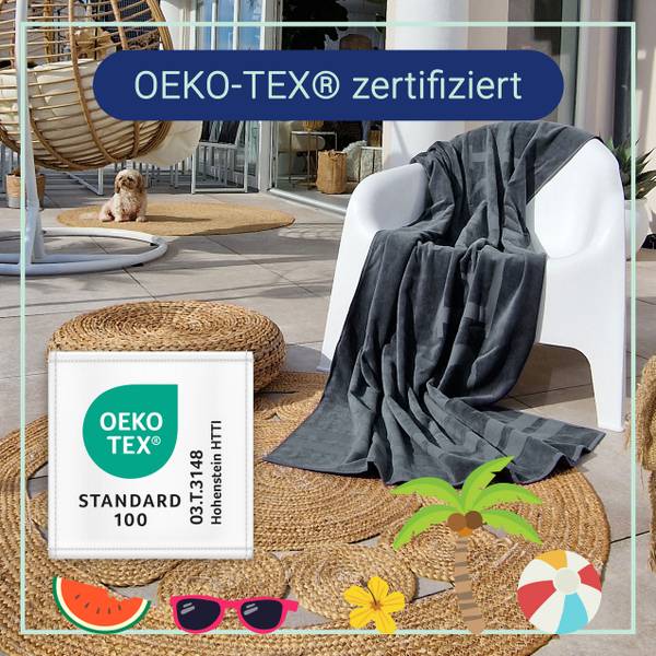 Strandtuch 00000546 Grau - Textil - 100 x 1 x 200 cm