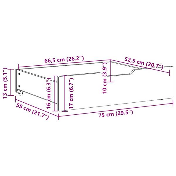 Bedlade 3042218 Set van 2 reebruin - Breedte: 75 cm