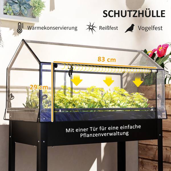 Hochbeet 84H-250V01BK Schwarz - Metall - 48 x 124 x 100 cm