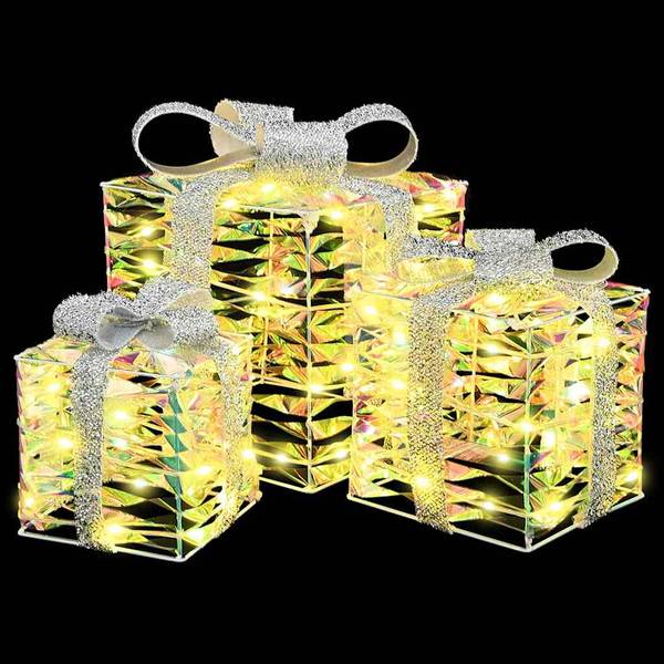 LED Geschenkboxen Deko 3-tlg 42019095 Kunststoff - 20 x 20 x 46 cm