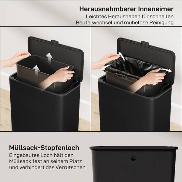 Vuilnisbak 851-059V00BK zwart - metaal - 18 x 30 x 30 cm