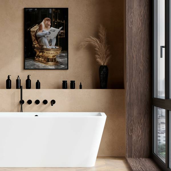 Poster NASENAFFE auf der Toilette 20 x 30 x 30 cm