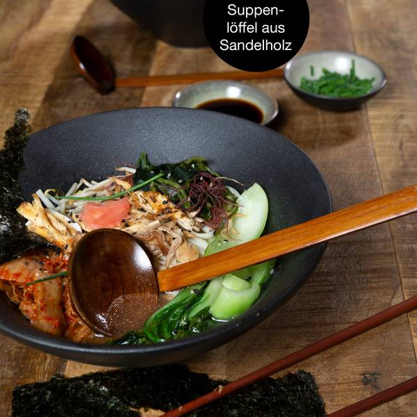 2x Ramen Schüssel aus Keramik Schwarz - Pinie - 14 x 17 x 24 cm