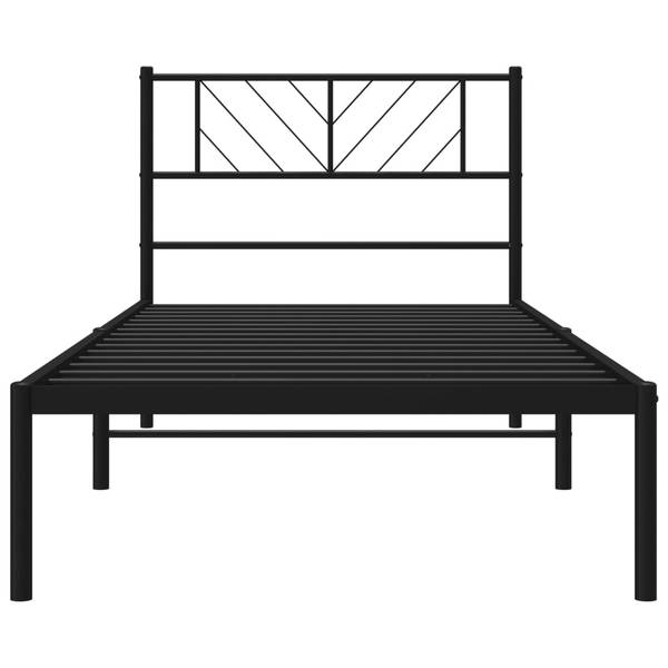 Bettgestell mit Kopfteil X988 Schwarz - Metall - 105 x 90 x 196 cm