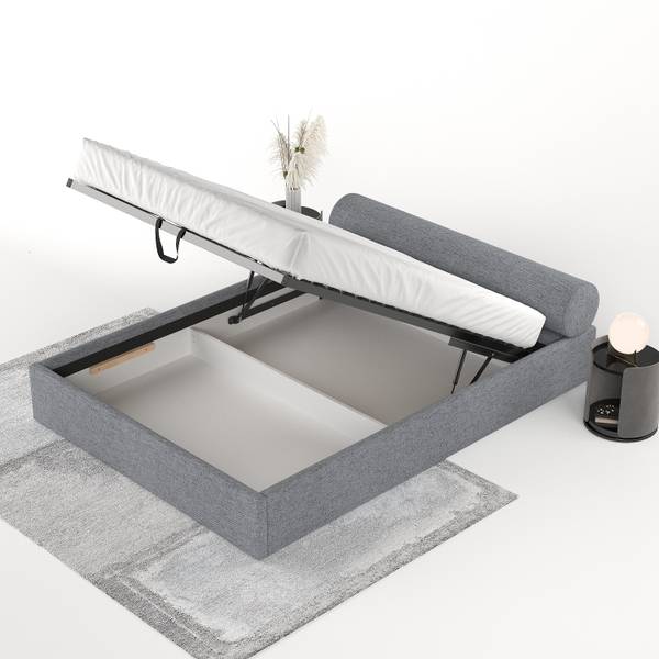 Polsterbett SOLVO mit Stauraum Neve Dunkelgrau - Liegefläche Breite: 180 cm