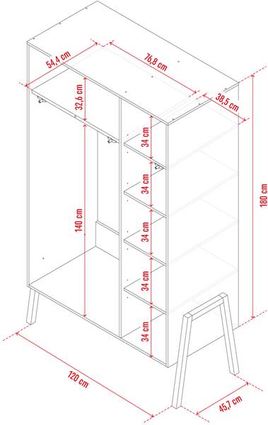 3-türiger Kleiderschrank SPOT Weiß - Holzwerkstoff - 128 x 210 x 60 cm