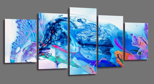 Leinwandbild 5-Tlg.  Abstrakt Textil - 200 x 60 x 2 cm