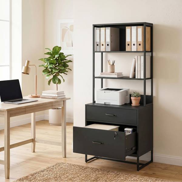 Aktenschrank 924-145V90BK Schwarz - Aluminium - 70 x 157 x 40 cm