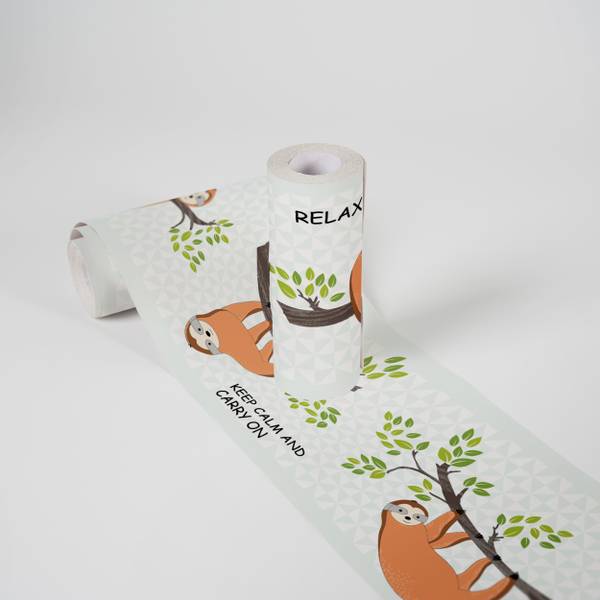 Bordüre Selbstklebend Faultiere Braun - Grau - Grün - Orange - Weiß - Mischgewebe - 53 x 1005 x 1 cm