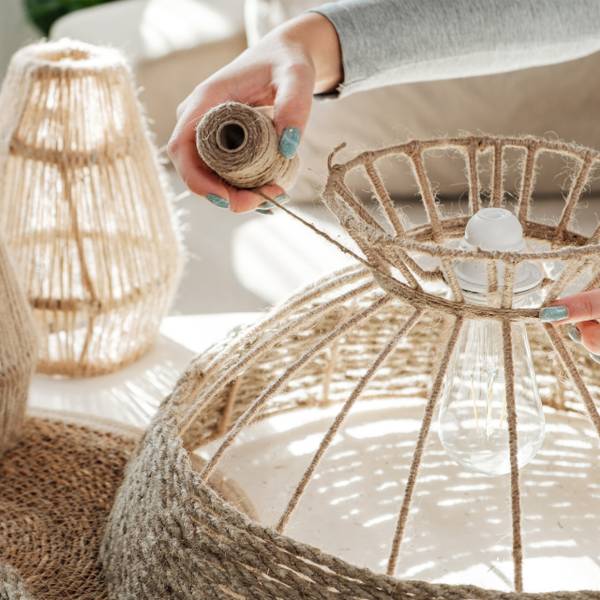 Jute touw 1 mm x 500 m set van 2 bruin - natuurvezel - 9 x 15 x 9 cm