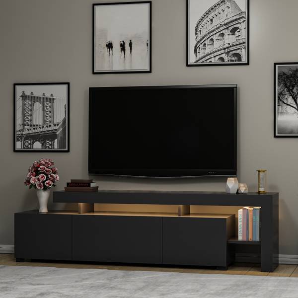 Meuble TV Beliz avec éclairage LED Anthracite