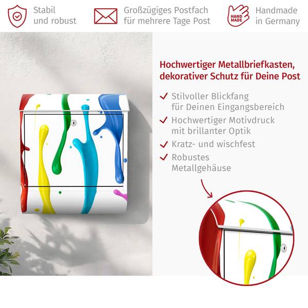 Briefkasten Farbspritzer Stahl - 39 x 46 x 13 cm