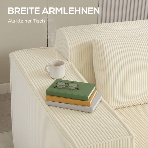 3 Sitzer Sofa 83B-509V00BG Beige - Cord - 90 x 76 x 202 cm